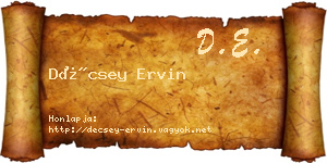 Décsey Ervin névjegykártya