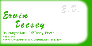 ervin decsey business card